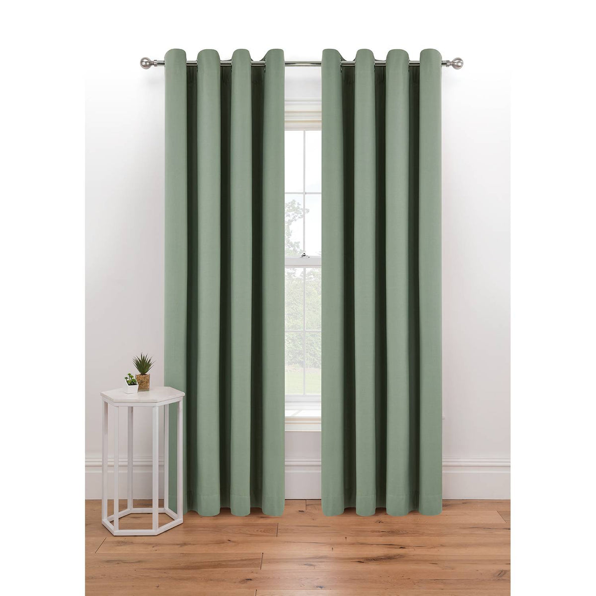 George Home sage plain eyelet curtains fully lined (British brand)