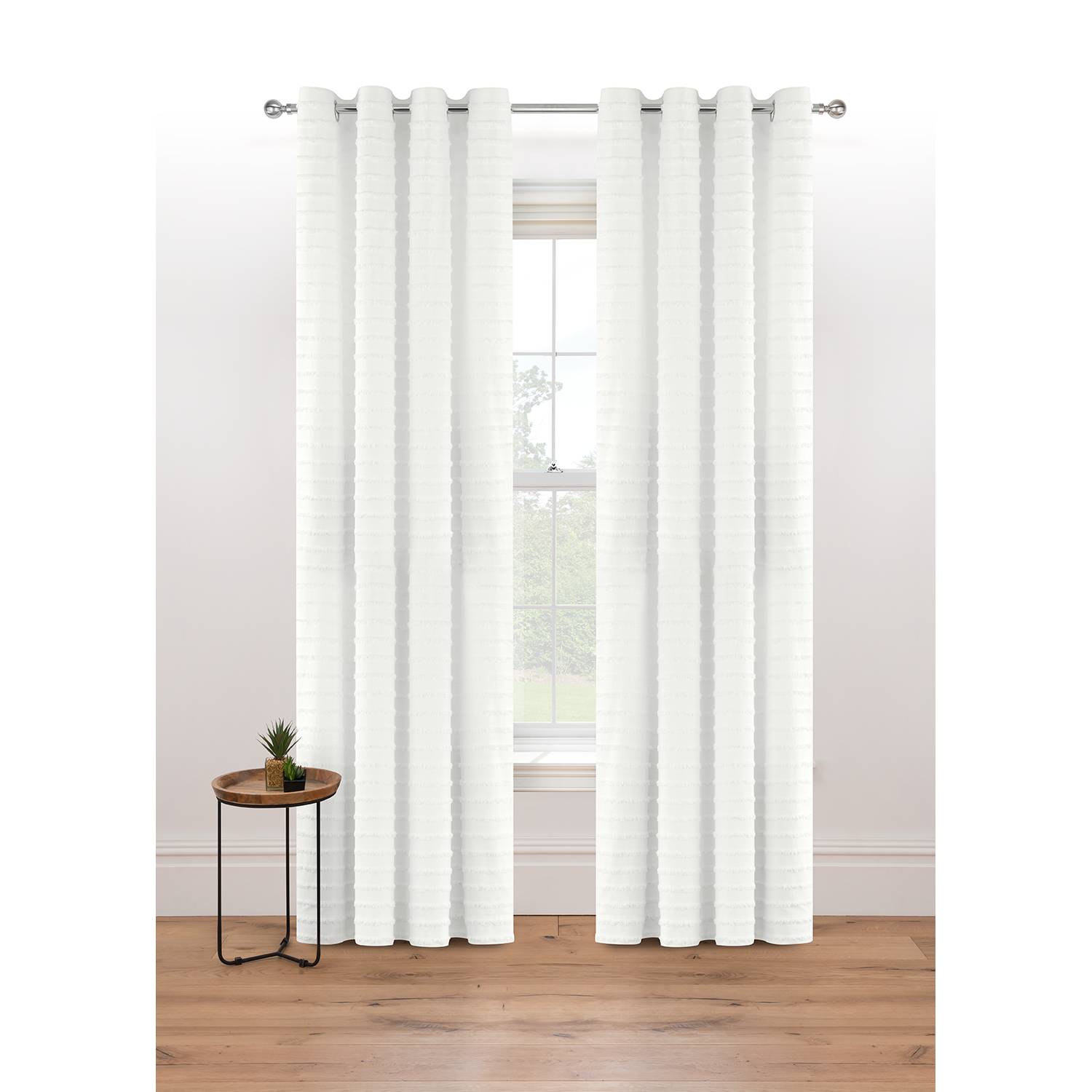 George Home white linear tuft eyelet curtains - British product