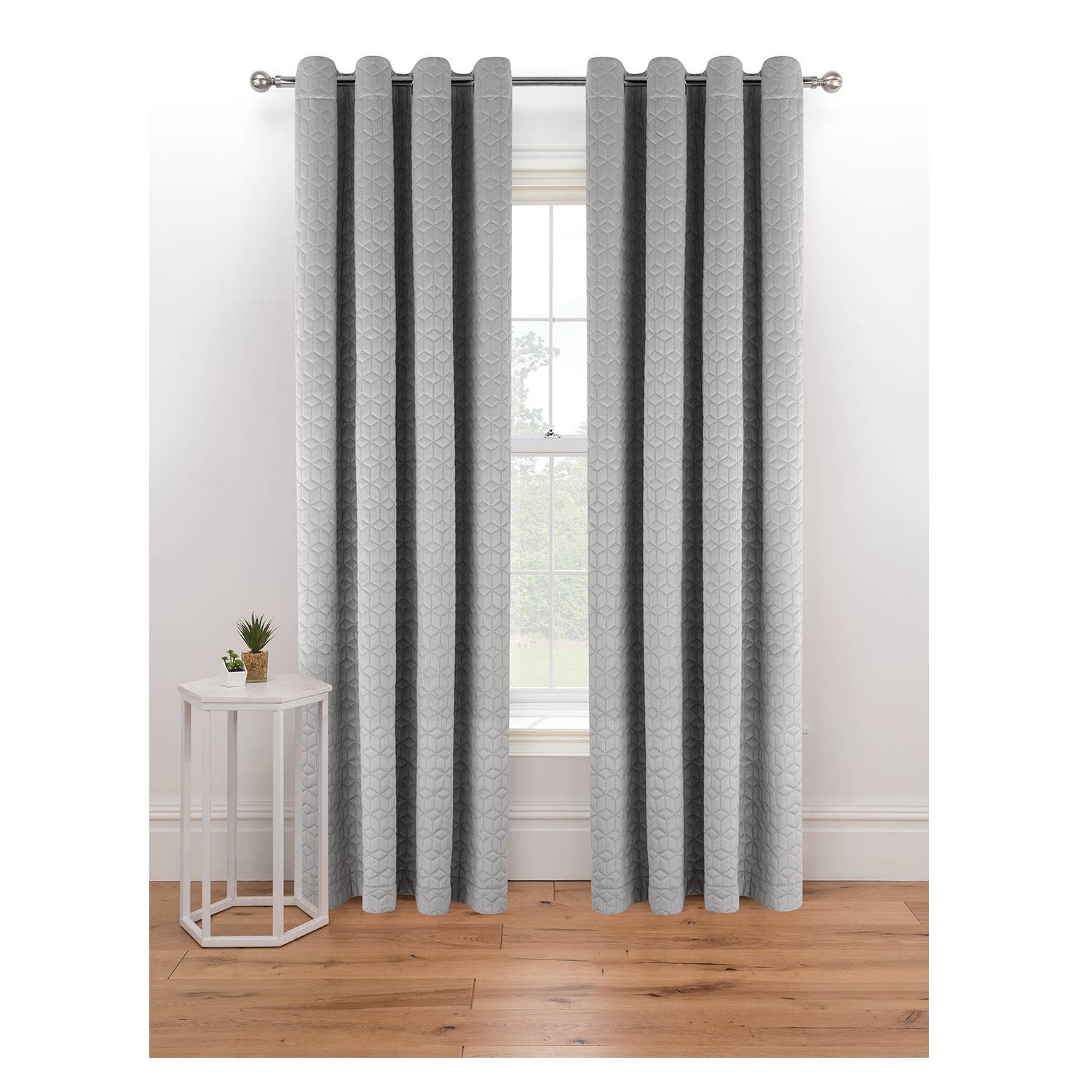 George Home grey quilted velvet eyelet curtains, UK version