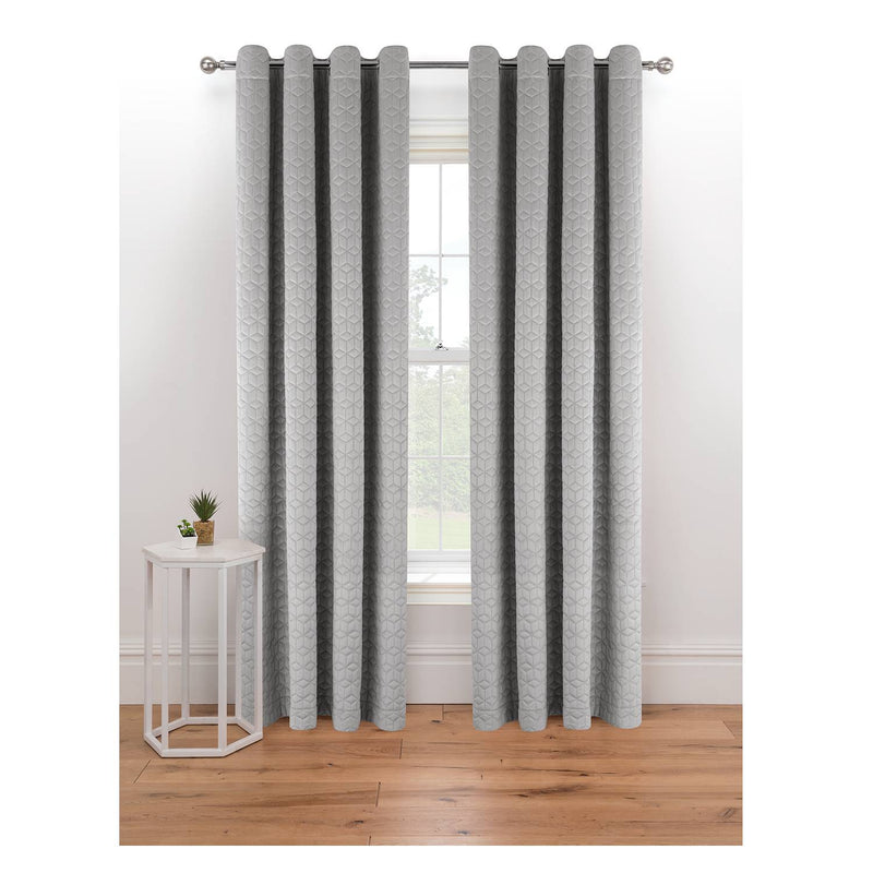 George Home grey quilted velvet eyelet curtains, UK version