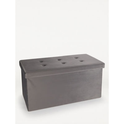 Velvet storage ottoman with fabric finish, D76xH38xW38cm - British product