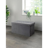 Velvet storage ottoman with fabric finish, D76xH38xW38cm - British product
