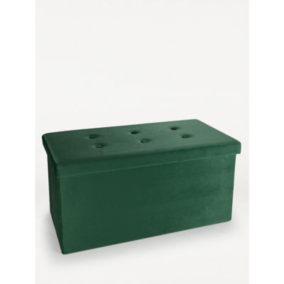 Velvet storage ottoman with MDF and fabric construction - British product