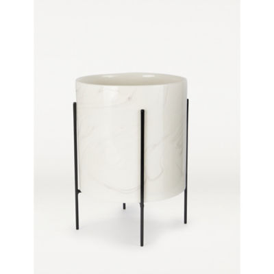 George Home white marble planter on stand (British brand)