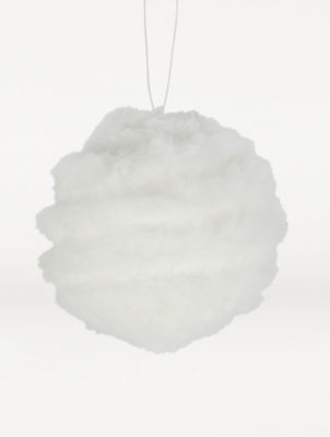 George Home round fluffy white bauble - British product