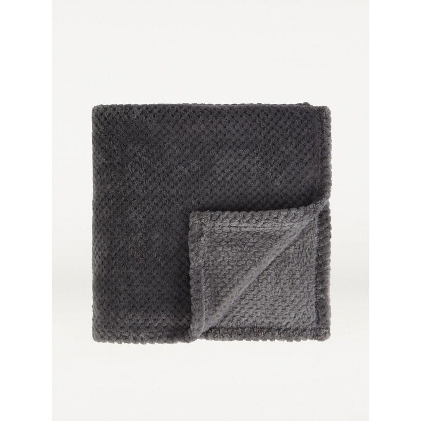 George Home Charcoal Waffle Super Soft Throw GOODS ASDA   