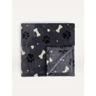 George Home Charcoal Paw Print Throw 120cm x 150cm, UK version