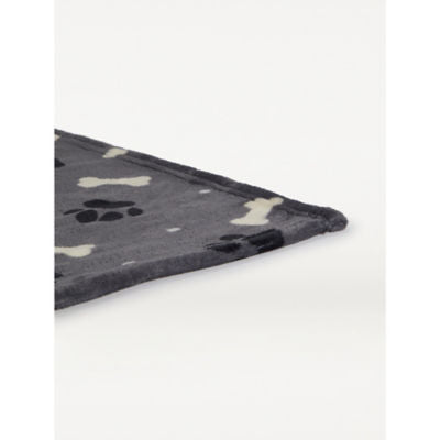 George Home Charcoal Paw Print Throw 120cm x 150cm, UK version