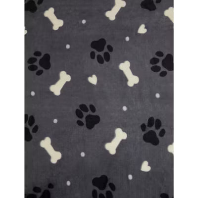 George Home Charcoal Paw Print Throw 120cm x 150cm, UK version