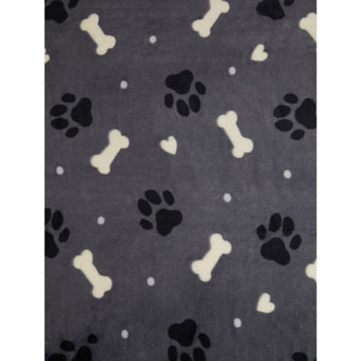 George Home Charcoal Paw Print Throw 120cm x 150cm, UK version