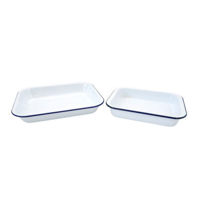 George Home white enamel roaster set of 2 - British product