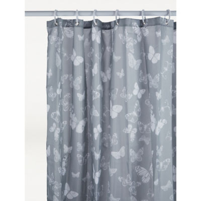 George Home grey butterfly shower curtain 180x180cm, imported from the UK
