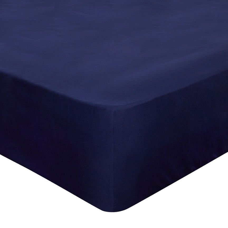 George Home Navy Plain Fitted Sheet - Double GOODS ASDA   