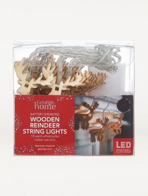 George Home string lights warm white wooden reindeer 20 lights, imported from the UK