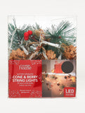 George Home battery operated string lights with pine cone and berry decorations, UK version