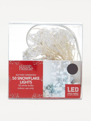 George Home 50 clear snowflake LED battery operated string lights (British brand)