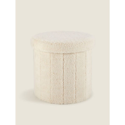 George Home cream sherpa storage ottoman 37x38x38cm - British product