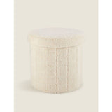 George Home cream sherpa storage ottoman 37x38x38cm - British product
