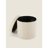 George Home cream sherpa storage ottoman 37x38x38cm - British product