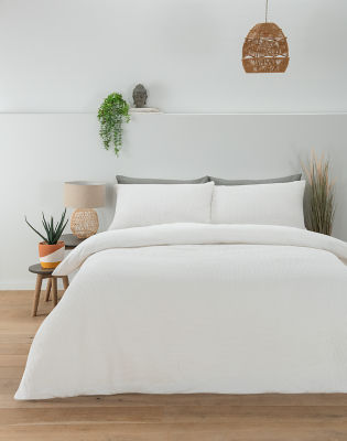 ASDA George Home White Cotton Waffle Duvet Set Super King- Buy online at McGrocer