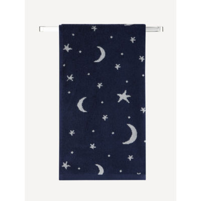 George Home medium navy moon and stars bath towel, imported from the UK