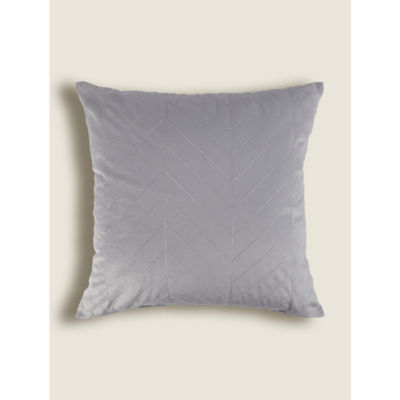 George Home grey velvet embroidered geo cushion 45x45cm, imported from the UK