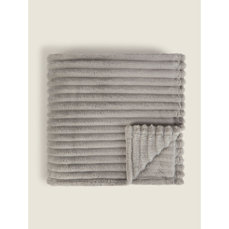 George Home ribbed super soft throw in grey 120x150cm - British product