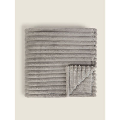 George Home ribbed super soft throw in grey 120x150cm - British product