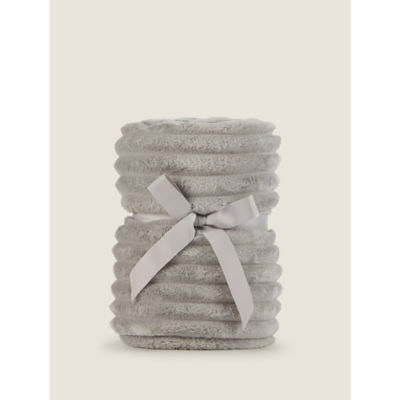George Home ribbed super soft throw in grey 120x150cm - British product