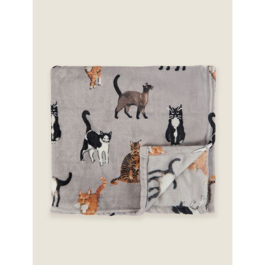 George Home Grey Cat Super Soft Throw GOODS ASDA   