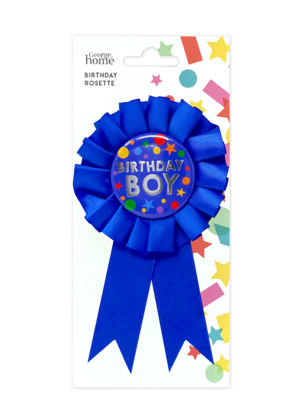 George Home boys happy birthday ribbon badge, UK version