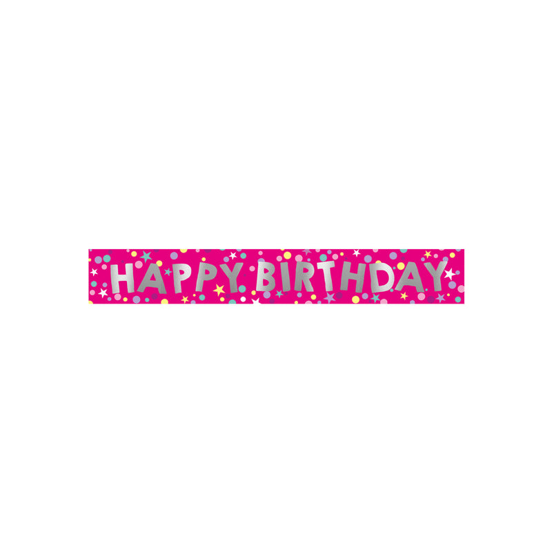 George Home pink foil birthday banner 2.6m, UK version