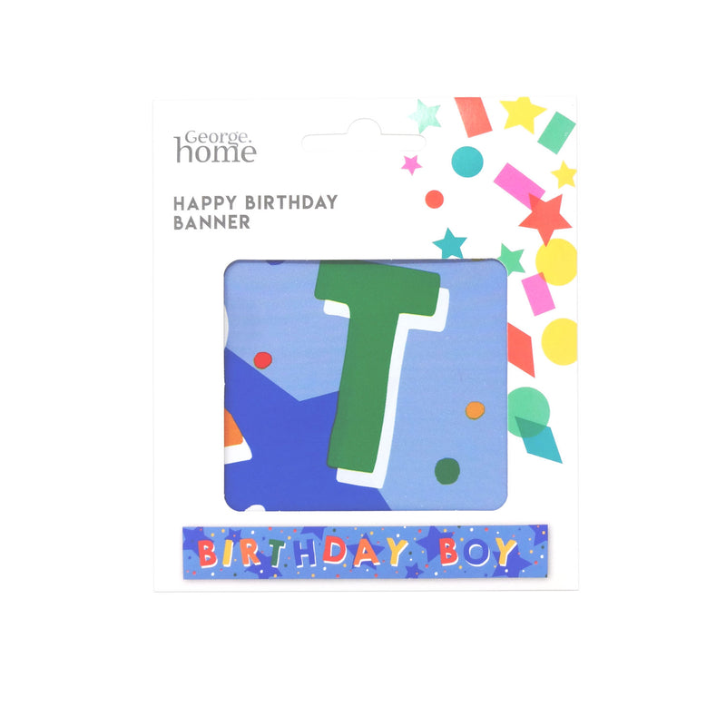 George Home blue Happy Birthday foil banner 2.6m, UK version