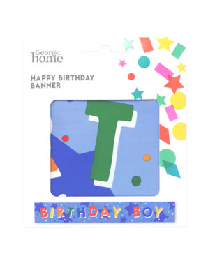 George Home blue Happy Birthday foil banner 2.6m, UK version