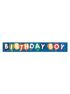 George Home blue Happy Birthday foil banner 2.6m, UK version