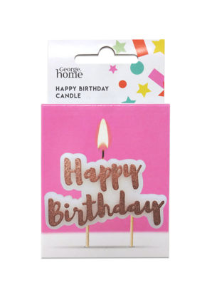 George Home Rose Gold Happy Birthday candle 1pk, UK version