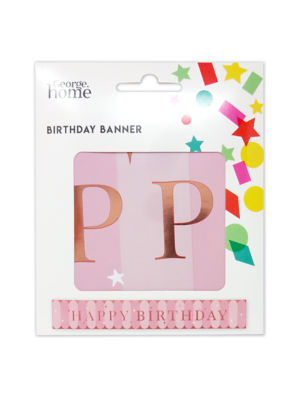 ASDA George Home Rose Gold Happy Birthday Party Decoration Banner 2.6m- Buy online at McGrocer