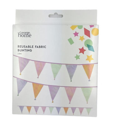 ASDA George Home Multicoloured Fabric Bunting 2.5m Length- Buy online at McGrocer