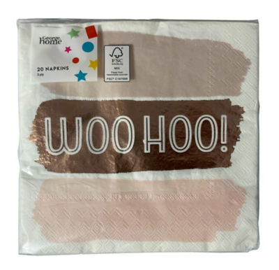 ASDA George Home Woo Hoo Paper Napkins 20pk- Buy online at McGrocer