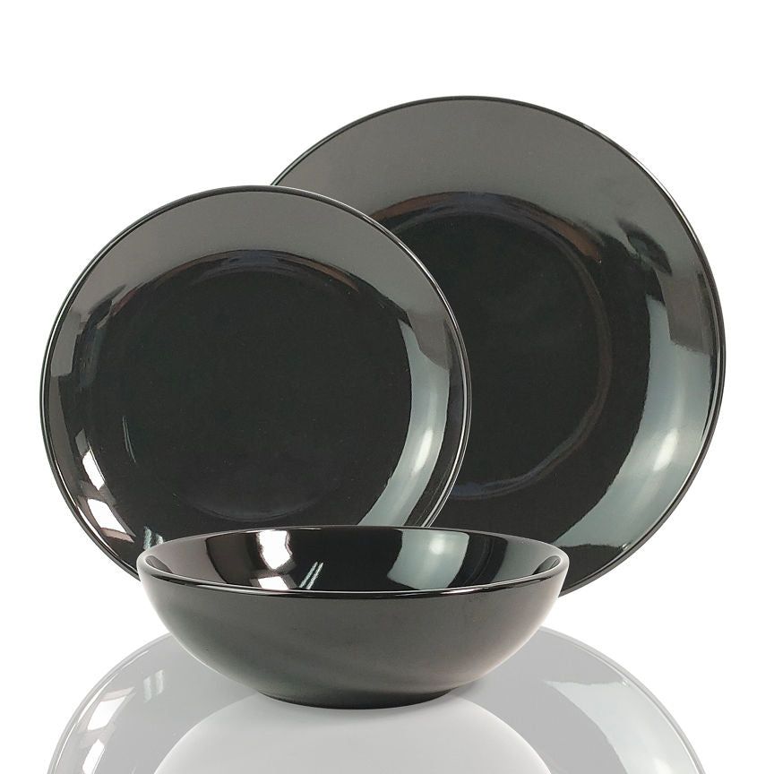 George Home Black Solid Glaze Dinner set GOODS ASDA   