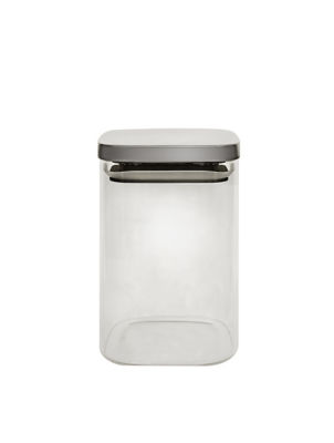 George Home square glass canister with chrome lid 1000ml, UK version