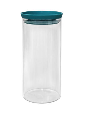 Blue glass canister with metal lid 750ml - British product