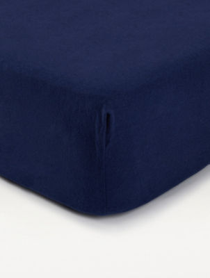 ASDA George Home Navy Brushed Cotton Fitted Sheet Super King- Buy online at McGrocer