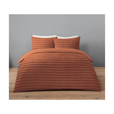 ASDA George Home Rust Luxury Washed Stripe Tuft Duvet Set - Double- Buy online at McGrocer