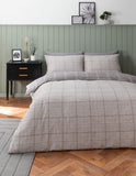 George Home Grey Check Easy Care Reversible Duvet Set Super King
