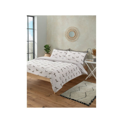 George Home reversible duvet cover set grey sausage dog king, UK version