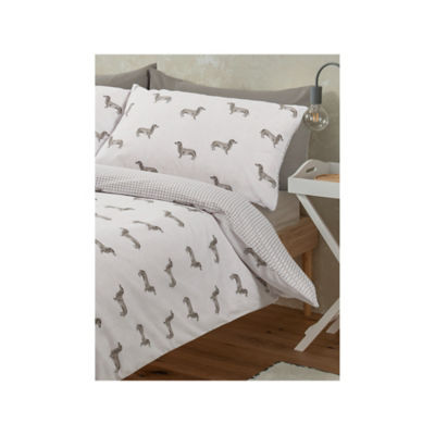 George Home reversible duvet cover set grey sausage dog king, UK version