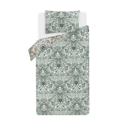 George Home green butterfly reversible duvet cover set single - British product