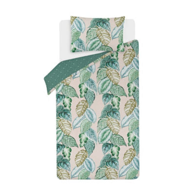 George Home reversible duvet cover set single pink palms polka dot - British product