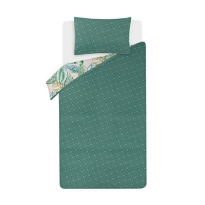 George Home reversible duvet cover set single pink palms polka dot - British product
